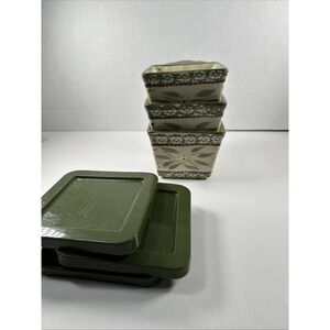 Stacking Old world Green Temptations 10 Oz Handle Square Cups